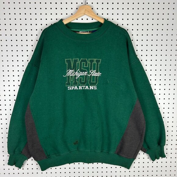Michigan State Crewneck XL Spartans 90s Sweatshirt Stitched Heavyweight Vintage - Picture 1 of 6